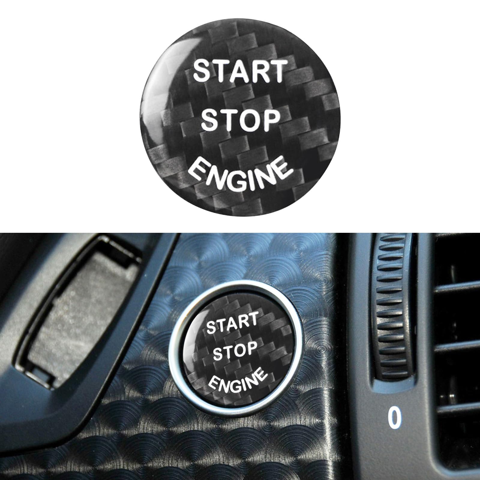 QianBao Compatible with Start Stop Button Cover Carbon Fiber Keyless Car Engine Ignition Switch for BMW X5 E70 X6 E71 E72 E81 E87 E90 E91 E92 E93 E60