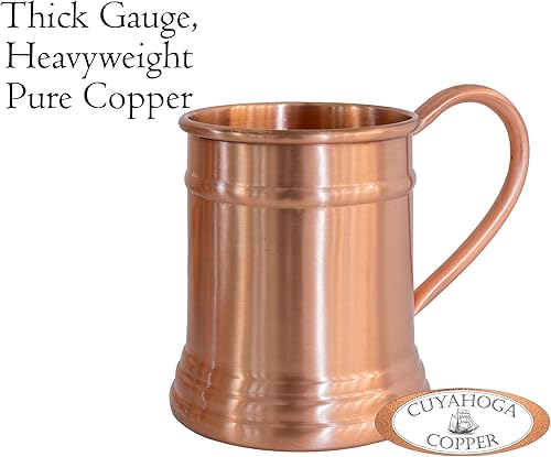 Miniatura 2 de Cuyahoga Copper - Taza de cobre puro de alta calidad - 16 oz hecha a mano, elegante y duradera - Perfecta para bebidas frías, cócteles, cerveza y