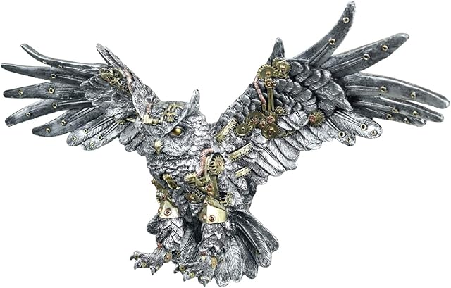 Middle-England 48cm Steampunk Mechanical Owl Wall Art Hanging Bird Robot Science Fiction