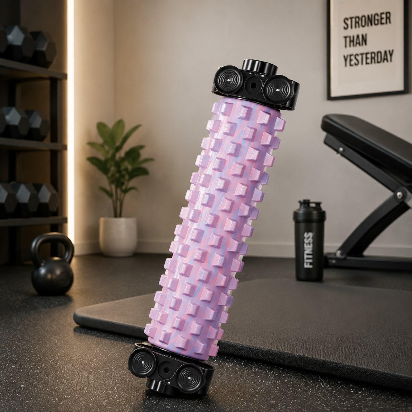Massagerolle Aus Hochdichtem Schaumstoff, Ausgewogene Unterstützung, Strukturierte Oberfläche, Stabiles Design für Optimale Entspannung, Rosa