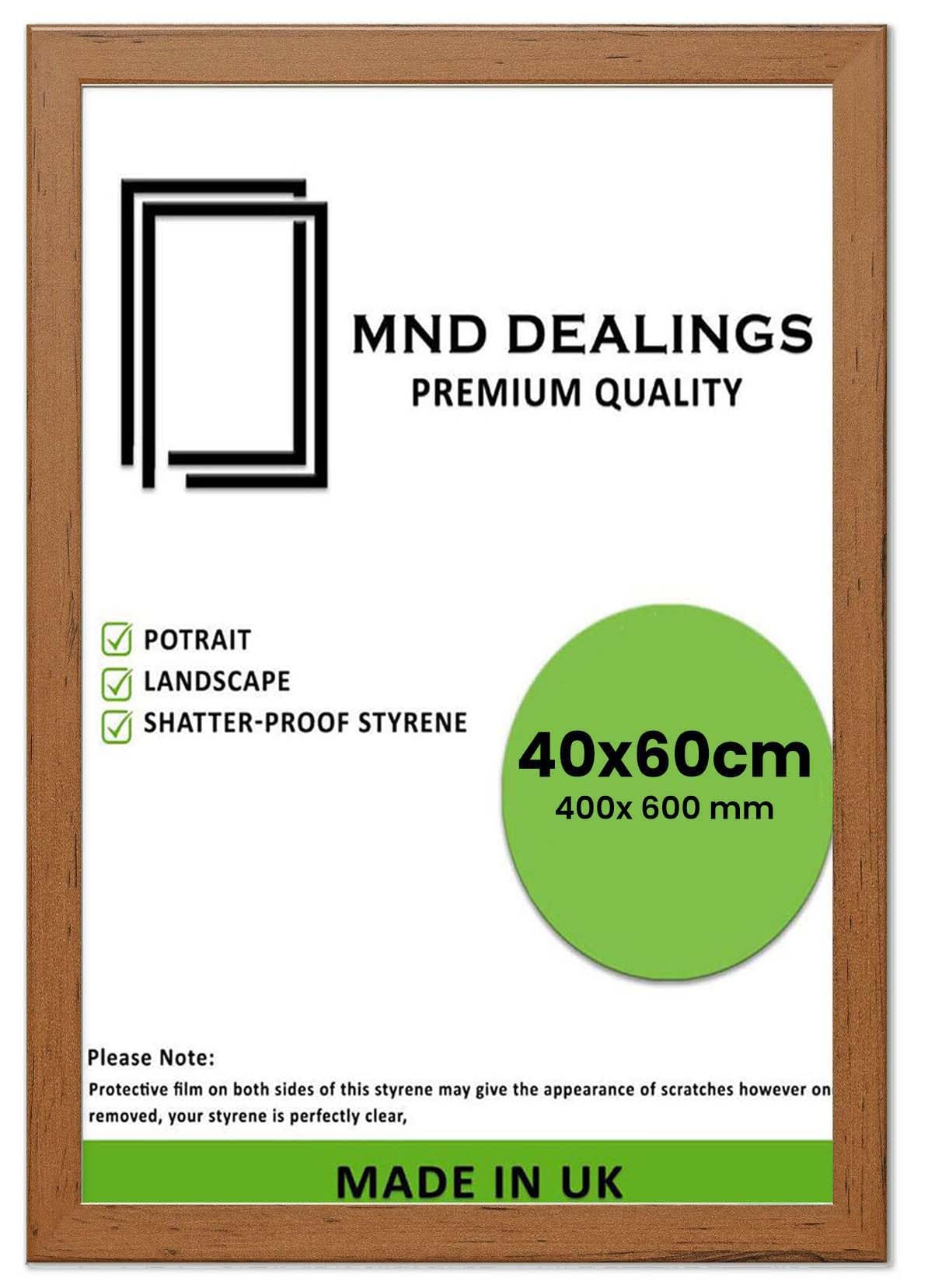 MND Dealings ® Modern 40x60cm Poster Photo Frames Wall Hanging or Tables Table Top with Backboard & Styrene Perfect for Your Wall Gallery or Living Room (16x24 inch,Walnut)