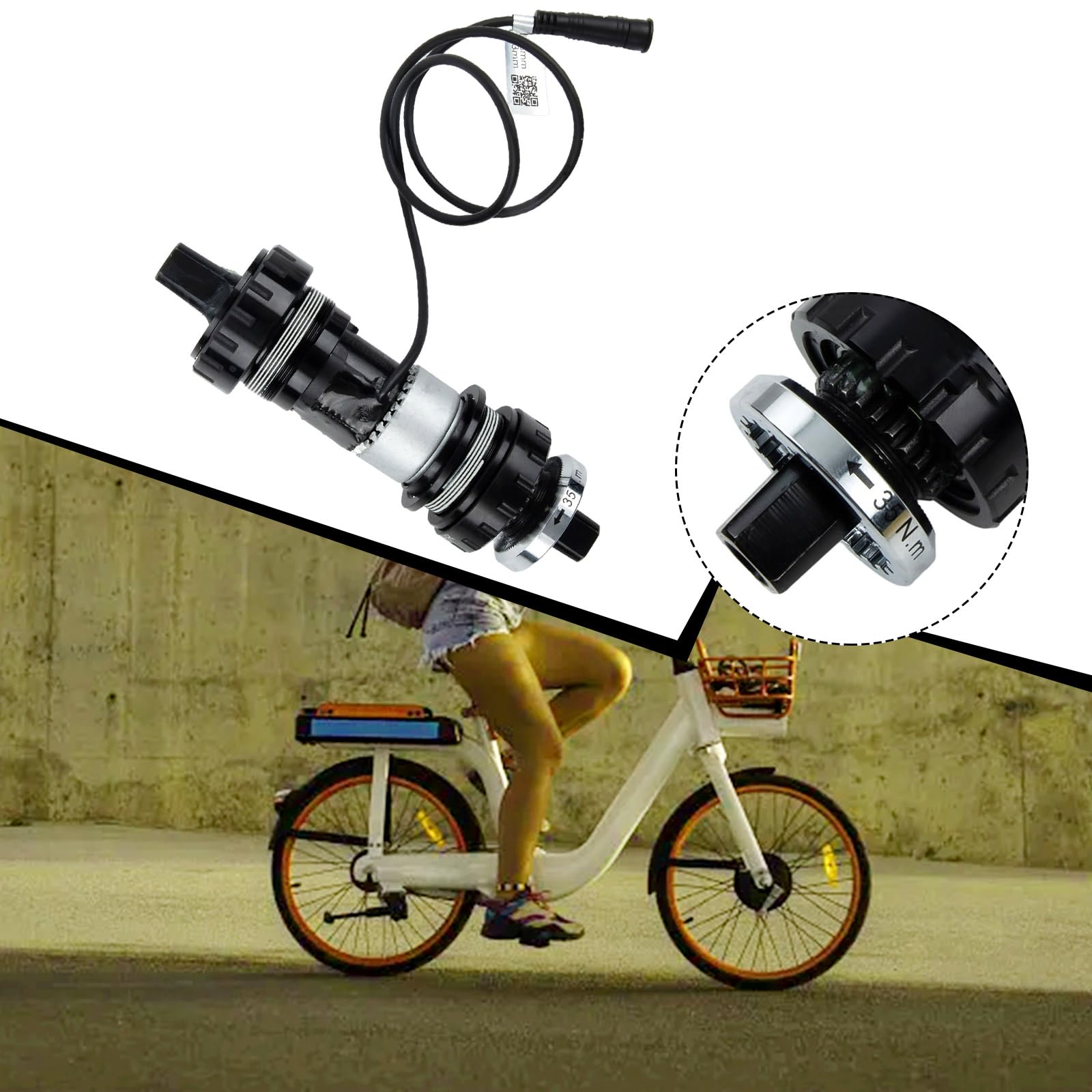 Drehmomentsensor für Bafang Antriebsmotor, 73 mm Tretlager, Stahlachse mit 6-poligem Kabel, E-Bike Power Assist Ersatzteil SR PA231.32.ST.C