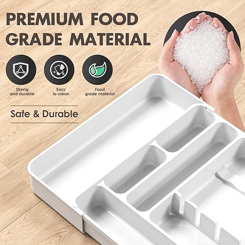 Miniatura 4 de VITABONA Organizador de cubiertos para cajones de cocina, organizador de cajones de cocina expandible para utensilios grandes, organizador de