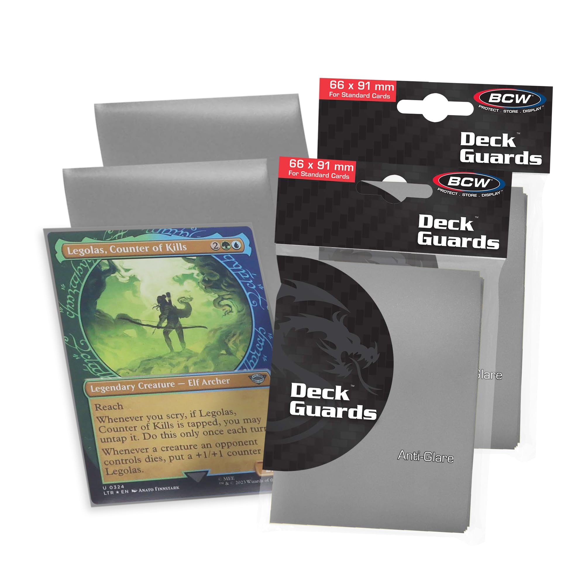 grey card sleeves BCW Deck Guard - Double Matte | Acid-Free, Archival-Safe, No PVC | Anti-Glare Matte Finish | Fits Standard 2½