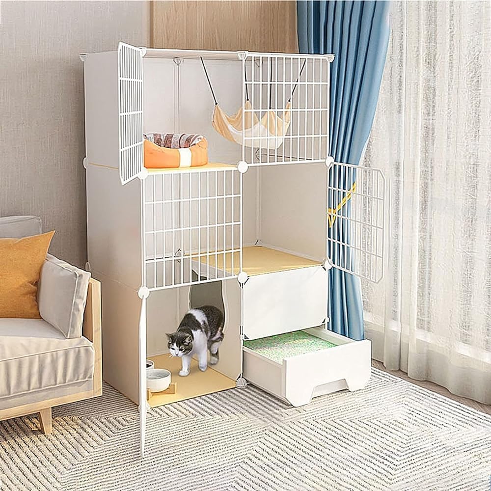 Cat Cages Indoor Litter Dog Playpens Caves Houses Box Kitten Cage Cats Outdoor Enclosures,Indoor Cat Playpen - Detachable Metal Cat Cages for Kittens, Small Pets, and Puppies - Safe Enclosur
