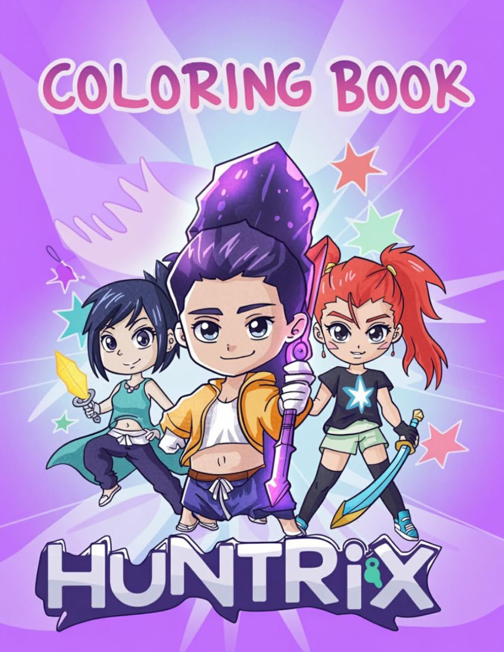 Coloring Book: 50 JUMBO Drawing Pages Of Kawaii Cute Hu-ntrix's for Kids