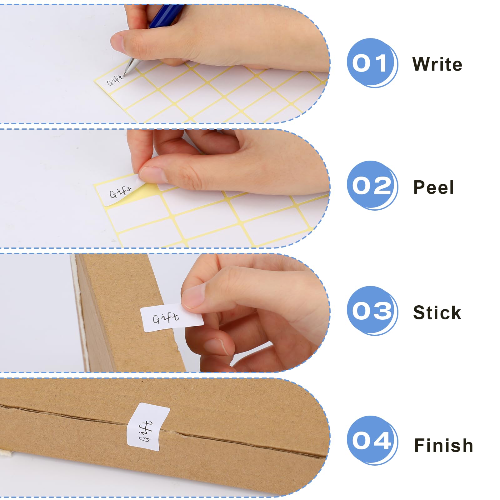 1620PCS Matte White Labels Stickers 0.6" x 1.1" Removable Blank Stickers Small Sticky Labels Price Name Tags to Write On for Jar Diamond Art Boxes Folder Envelope Office Kitchen - Image 3