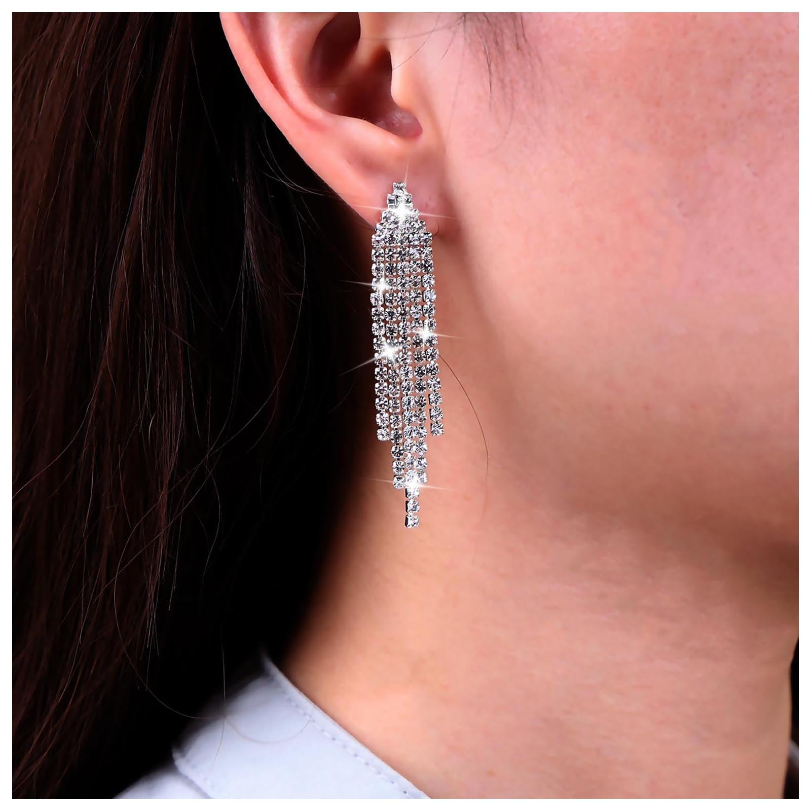Luxury halo CZ zirconia orecchini pendenti gioielli donna orecchini in argento 9