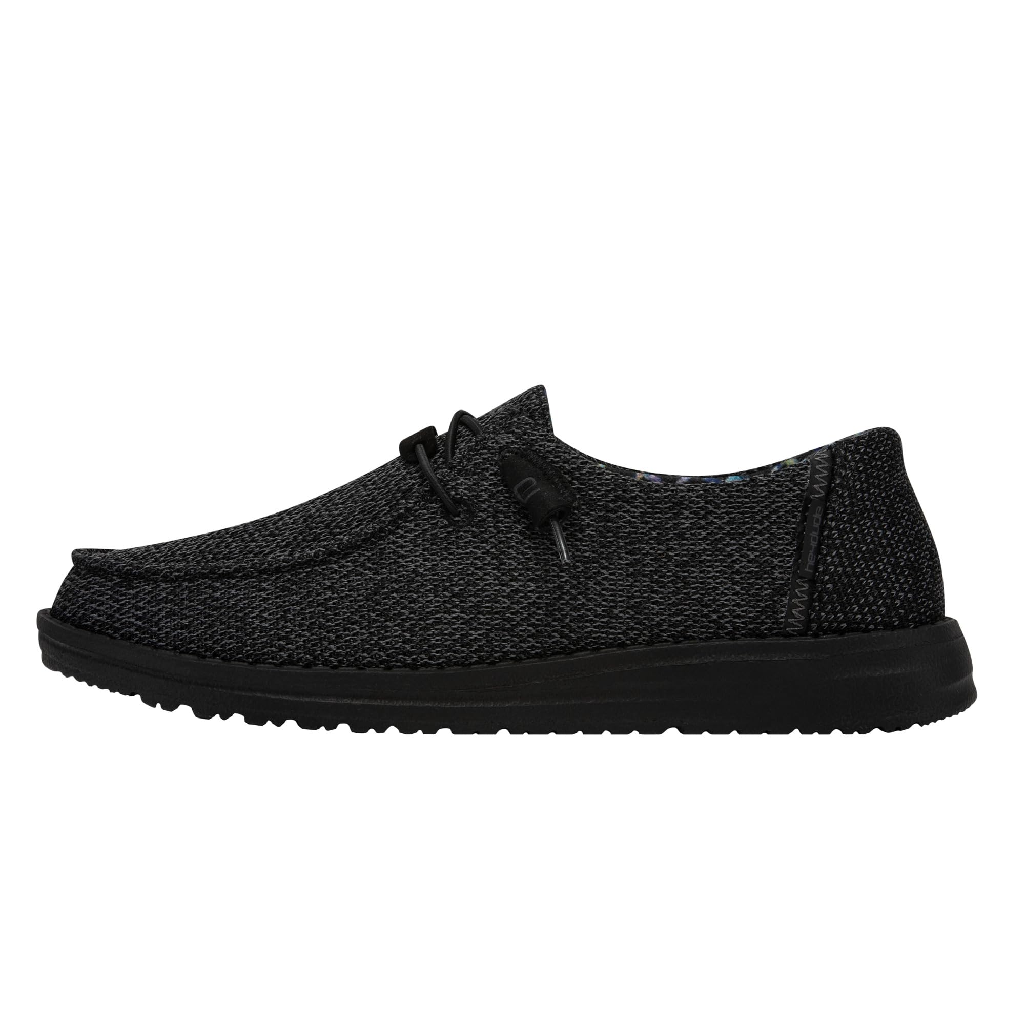 HEYDUDE Women's Wendy Sox Micro Total Black Size 10 | Women’s Shoes | Women’s Lace Up Loafers | Comfortable & Light-Weight