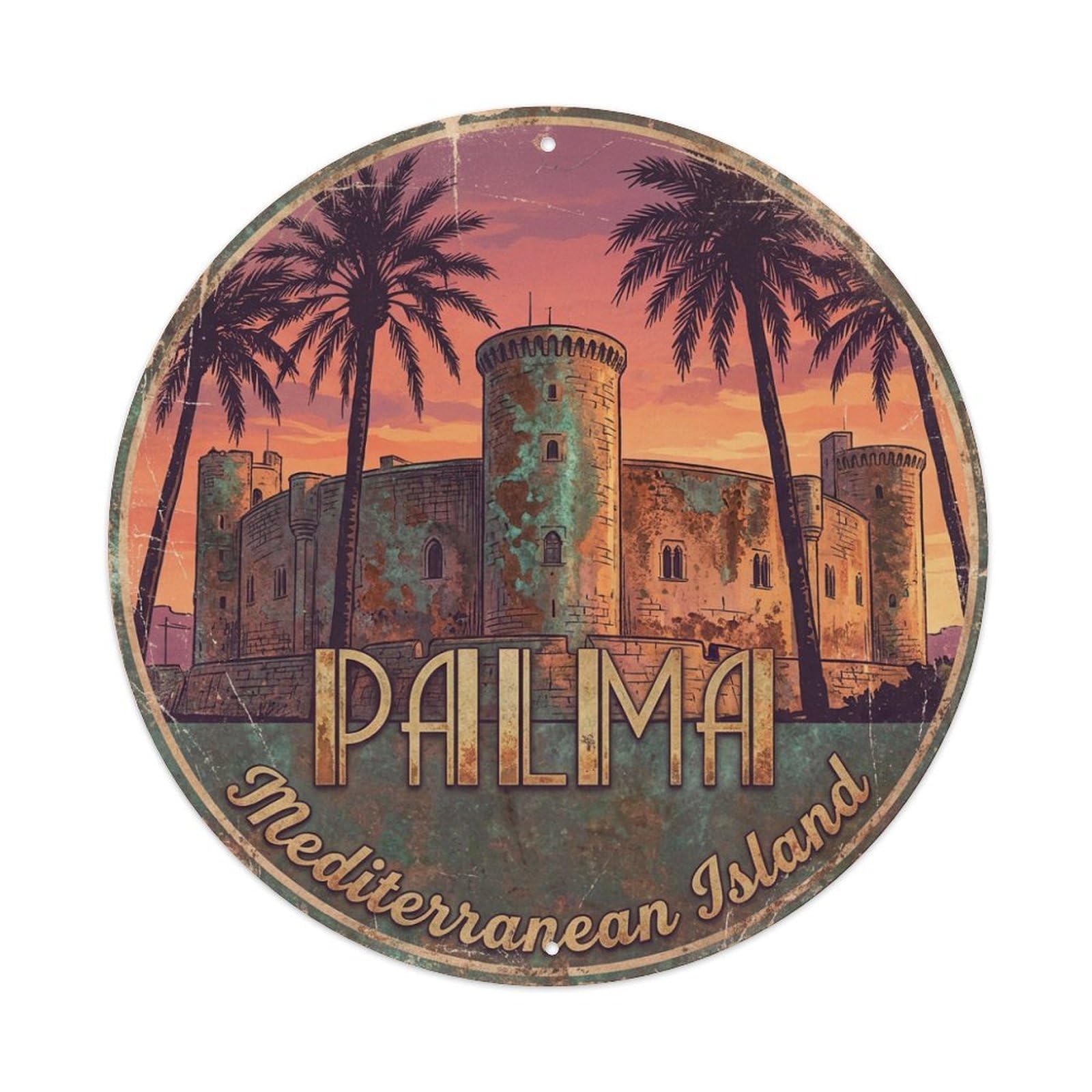 Tgrcjimh Style Metal Tin Sign Vintage Travel Palma Spain Keepsake