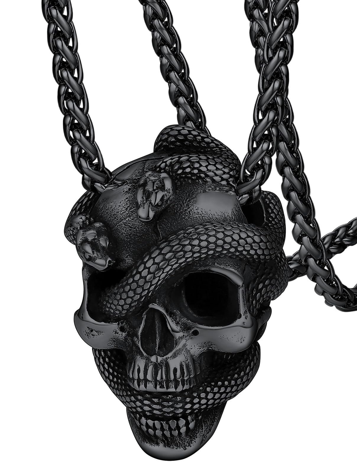 FaithHeart Skull Necklace, Punk Skeleton Pendant, Stainless Steel Cool  Gothic Skull Jewelry Customizable with Gift Packaging