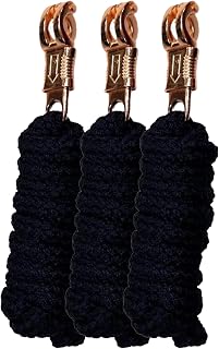 Cuerda para caballo, con gancho de pánico, color oro rosa, para caballos, ponis, Shetty, longitud 2 m (negro, 3 unidades)