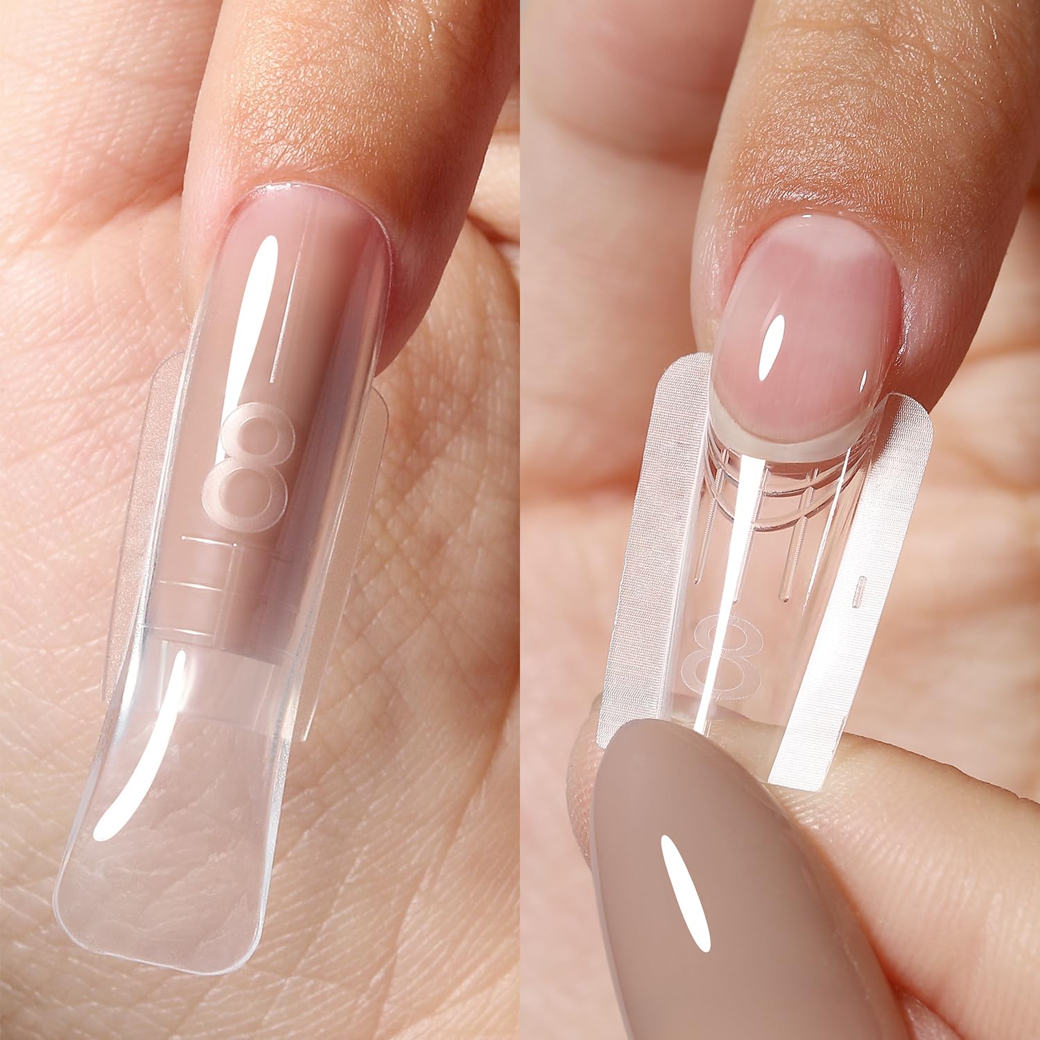 YOKEFELLOW - Uñas de sándwich originales de doble forma, 240 moldes de uñas para una extensión rápida de uñas, no necesita formularios de papel, forma de plástico de 15 tamaños, herramientas de arte