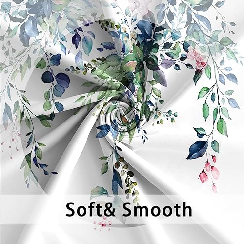 Miniatura 5 de Cortina de ducha corta, cortina de ducha impermeable de eucalipto verde y azul primavera con ganchos para bañera o peldaños en la bañera, 72 x 66