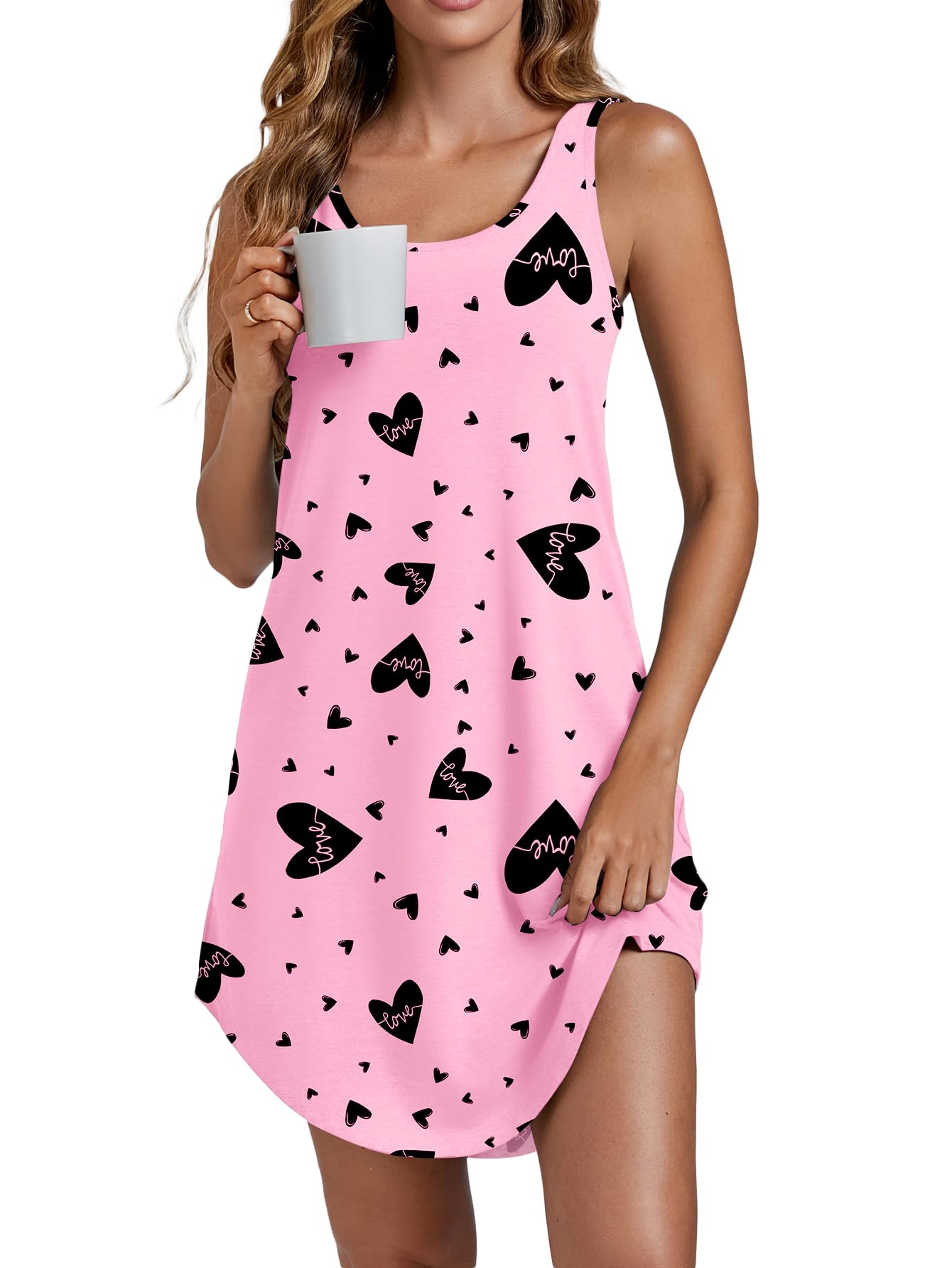 Vrtige Women's Sleeveless Scoop Neck Full Slip Tank Nightgown Sleepwear Chemise