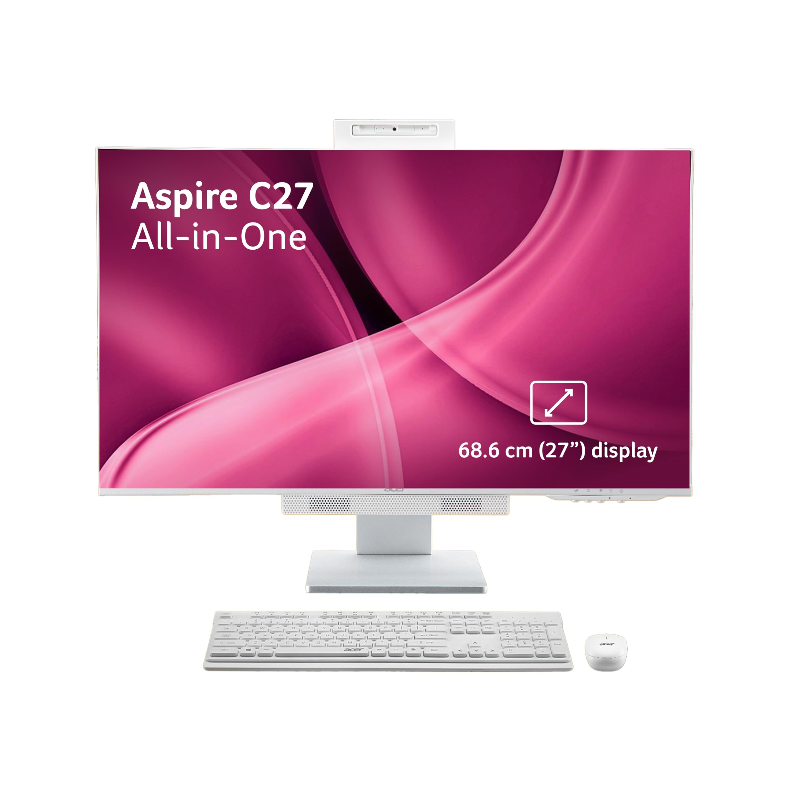 Acer Aspire C27 All in One Desktop Intel Core i5-13420H Processor (Windows 11 Home/16 GB/1 TB SSD/Microsoft Office)with 68.6 cm (27") Full HD IPS Display, Full HD 5MP Camera, Wireless Keyboard & Mouse