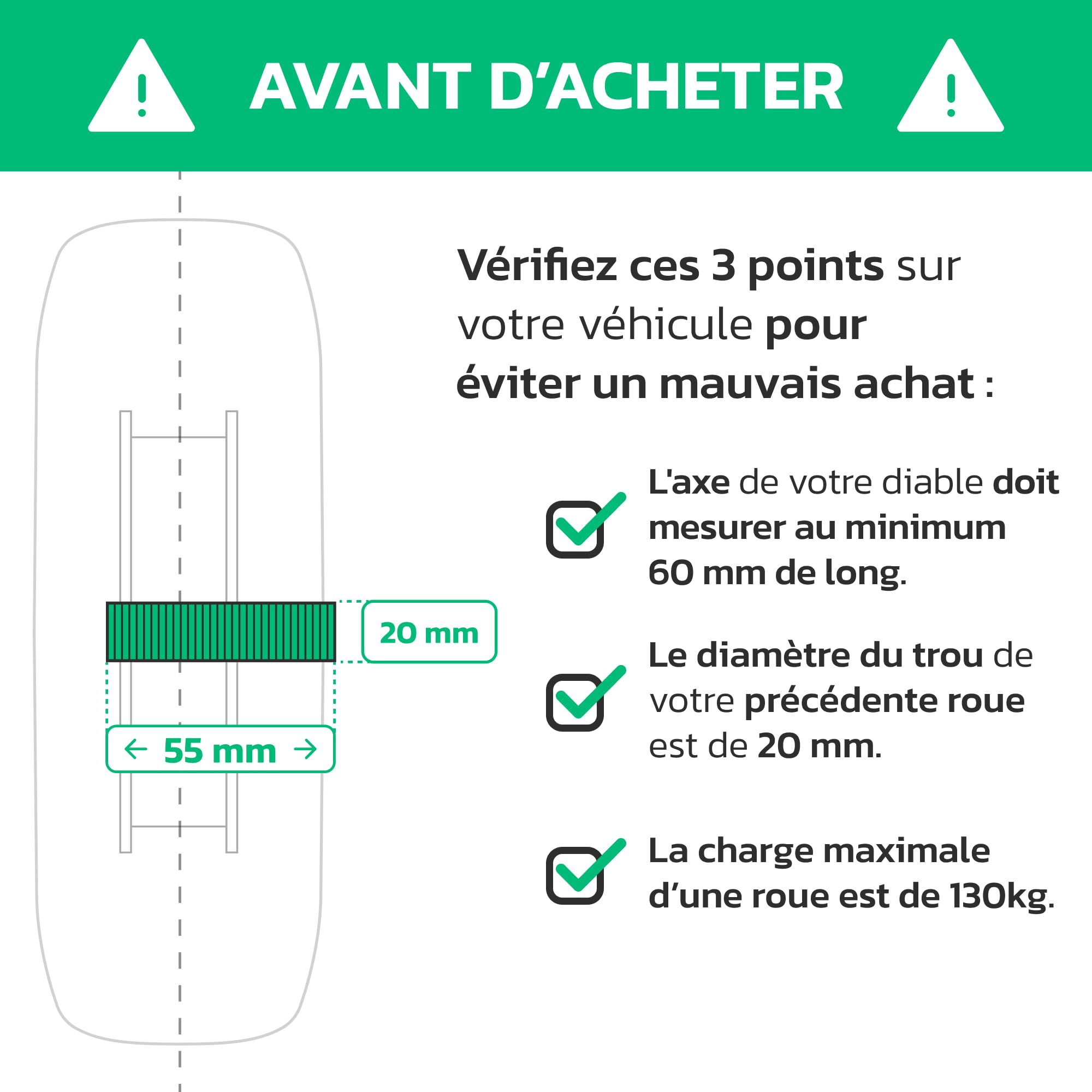 Roue gonflable 4.10/3.50-4 (x2) Moyeu Déporté 55mm et Alésage 20mm - Pour diable, chariot, brouette, etc. Roue complète : pneu + chambre à air avec valve coudée + jante acier - MOOVMOOV