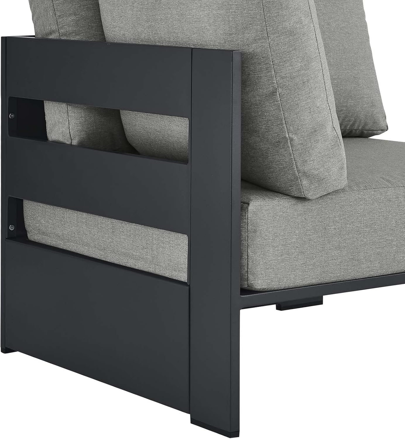 Modway Tahoe Aluminum Outdoor Sectional Corner Chair Gray with Weather-Resistant Cushions, Deep Seat Modular for Patio Furniture Lounge Set