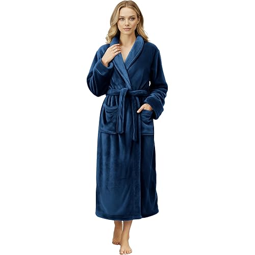 NY Threads Premium Womens Robe, Plush Fleece Long Bath Robe for Women, Fluffy Soft Women's Bathrobe