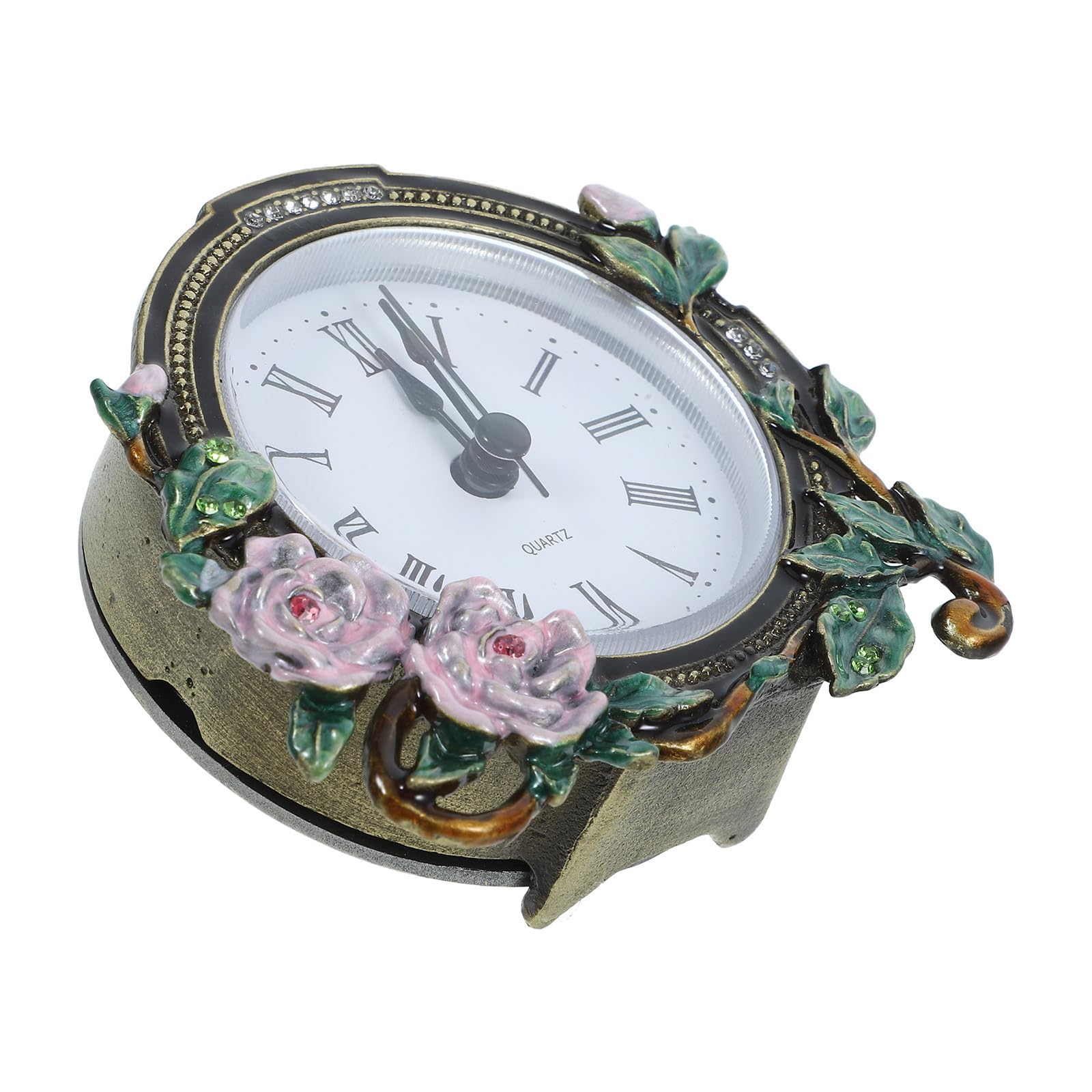 Reloj de mesa de zinc y esmalte vintage de diseño artístico