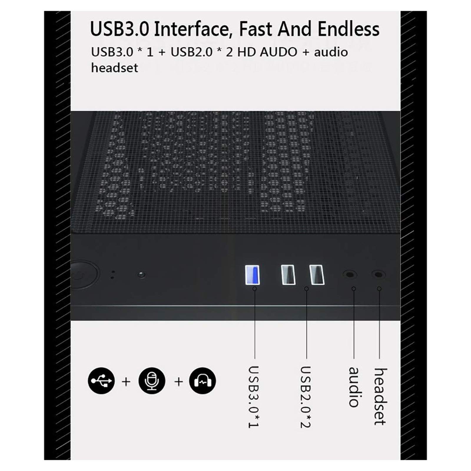Obudowa komputera, Panel boczny ze szkła hartowanego, Obudowa, Górny panel we/wy USB, USB3.0, Obsługuje ITX/M-ATX, Obsługuje chłodzenie wodne (Size : Style 2)