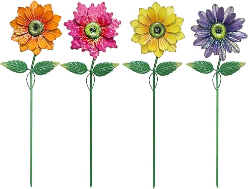 YEAHOME Garden Decor for Outside, 4 Pack 20'' Flower Garden
