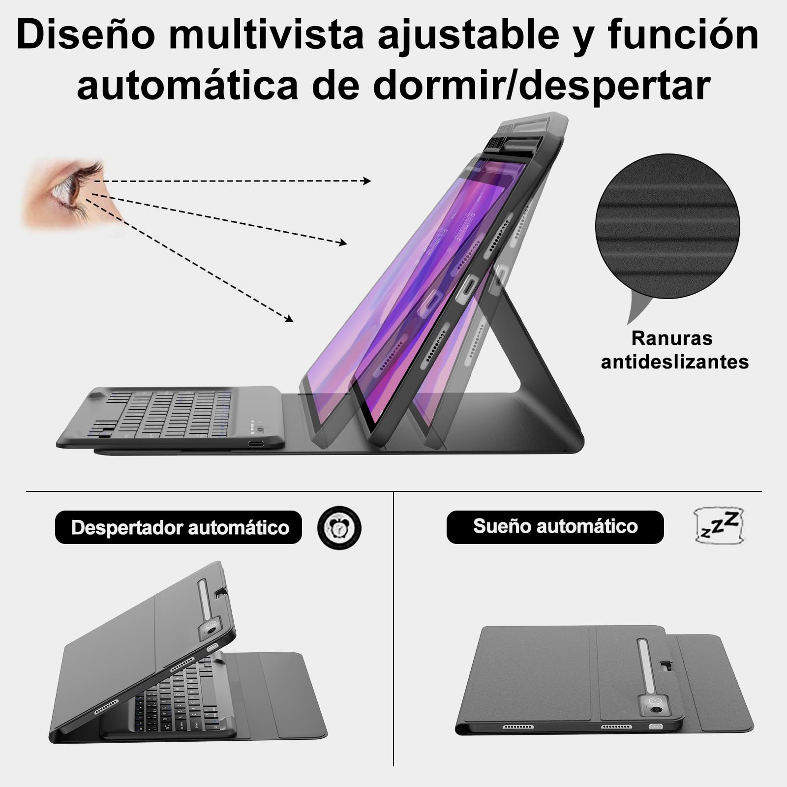 IVEOPPE Teclado para Lenovo Idea Tab Pro 12.7, Funda Teclado Español Bluetooth Magnético Desmontable para Lenovo Idea Tab Pro 12.7 Pulgadas 2025, Negro