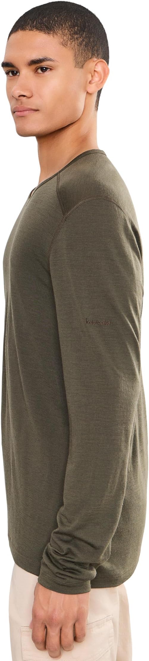Icebreaker Merino 200 Oasis Long Sleeve Crewe, цвет: Оливковый — фото 2
