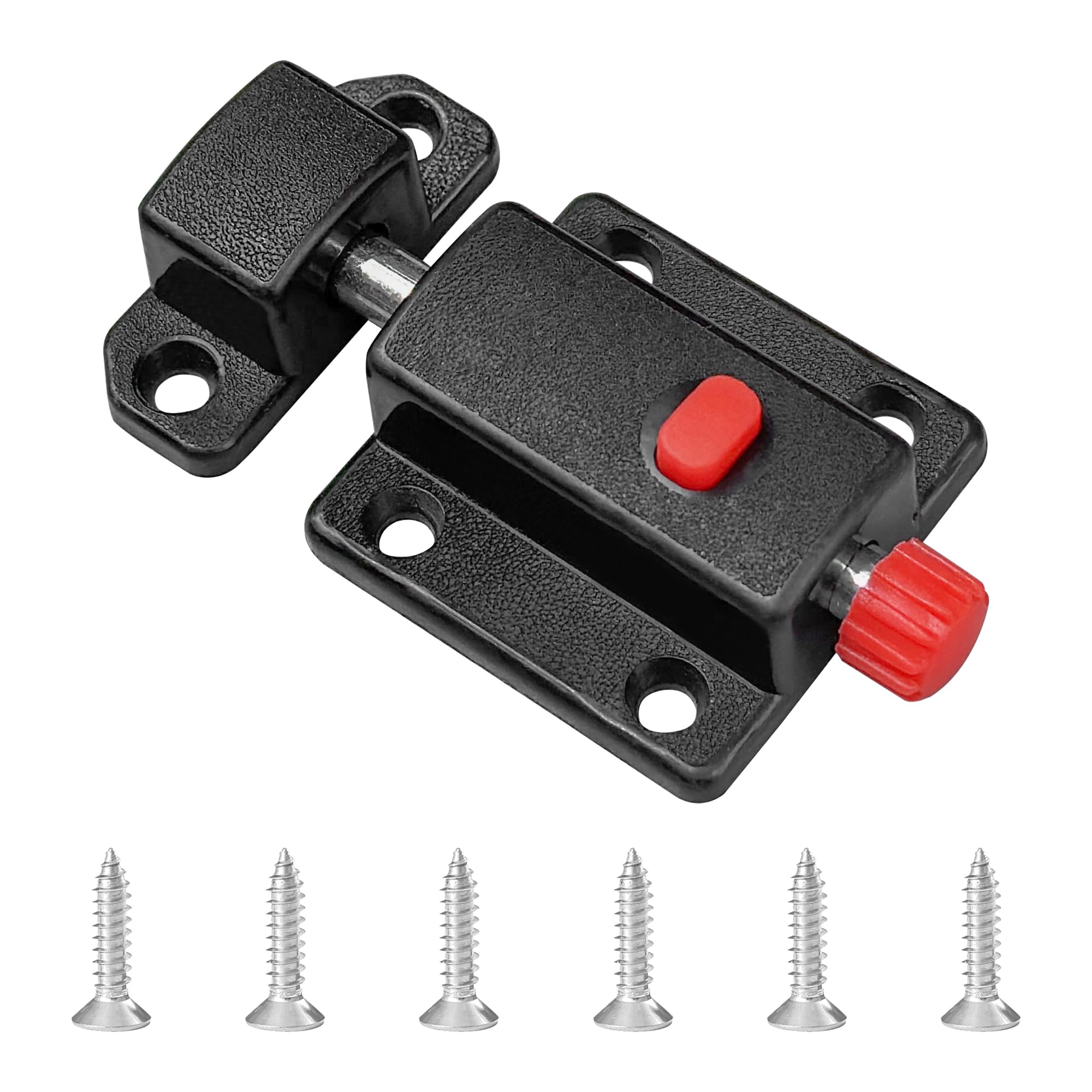 8 PCS Black Plastic Push-Button Latch Set – Spring-Loaded Automatic Door Bolts for Cabinets, Pet Houses & Fences
