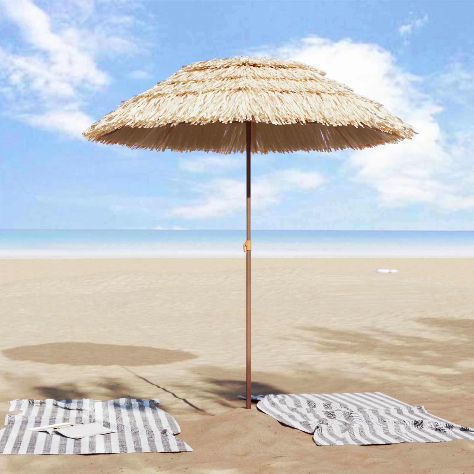 Parasol plażowy naturalny 160 x 160 x 196 cm poliester stal
