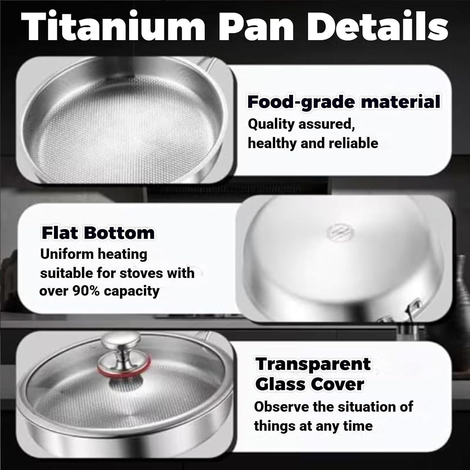 2026 New Titanium Pro Pan, Durable Titanium Construction, Non-Stick Hammered Surface, Even Heating & Energy Efficiency, Versatile for All Cooking Methods (Without Lid, 8in)