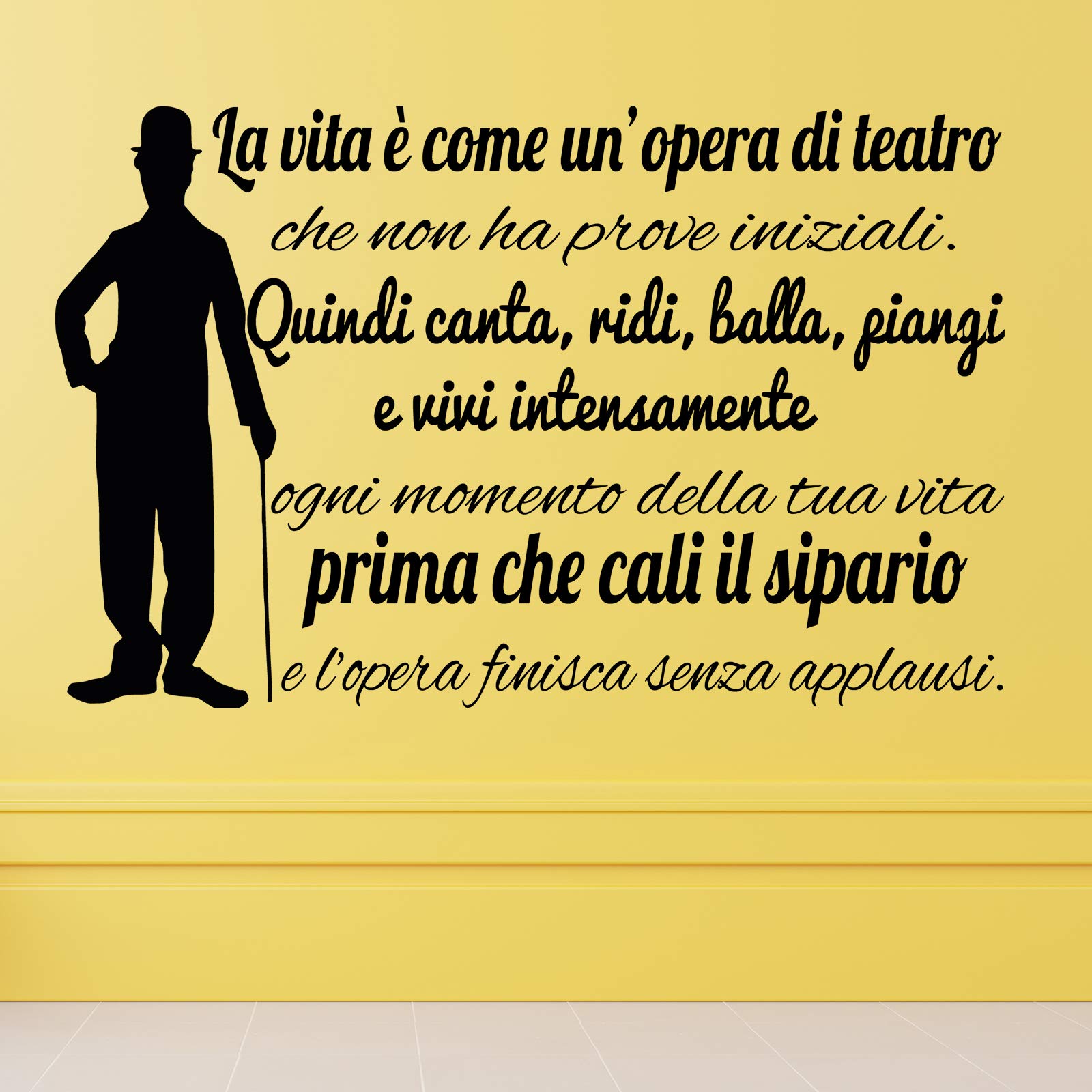 Vinilo pared decorativo, pegatina pared frase en Italiano "LA VITA È COME UN’OPERA DI" adesivi murali frasi in italiano citazione, decorazione da Muro,Wall Stickers, Art Sticker Decal Mural DC-058-IT
