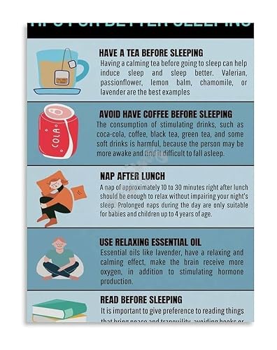 PWIGAAHTW Minimalist Better Sleep Tips Poster Healthy Habits Canvas Wall-Art