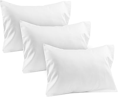 3 White Toddler Pillowcases 100% Cotton Sateen Travel Pilowcases Toddler Pillow Cases, 400 TC Pillowcase, Covers 14