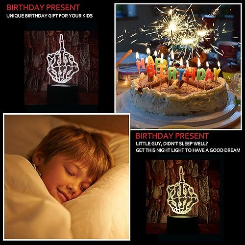 Miniatura 7 de Thumbs Up - Lámpara de mesa LED con ilusión óptica 3D con control remoto, 7 colores, acrílico, luz nocturna, regalos de cumpleaños para niños