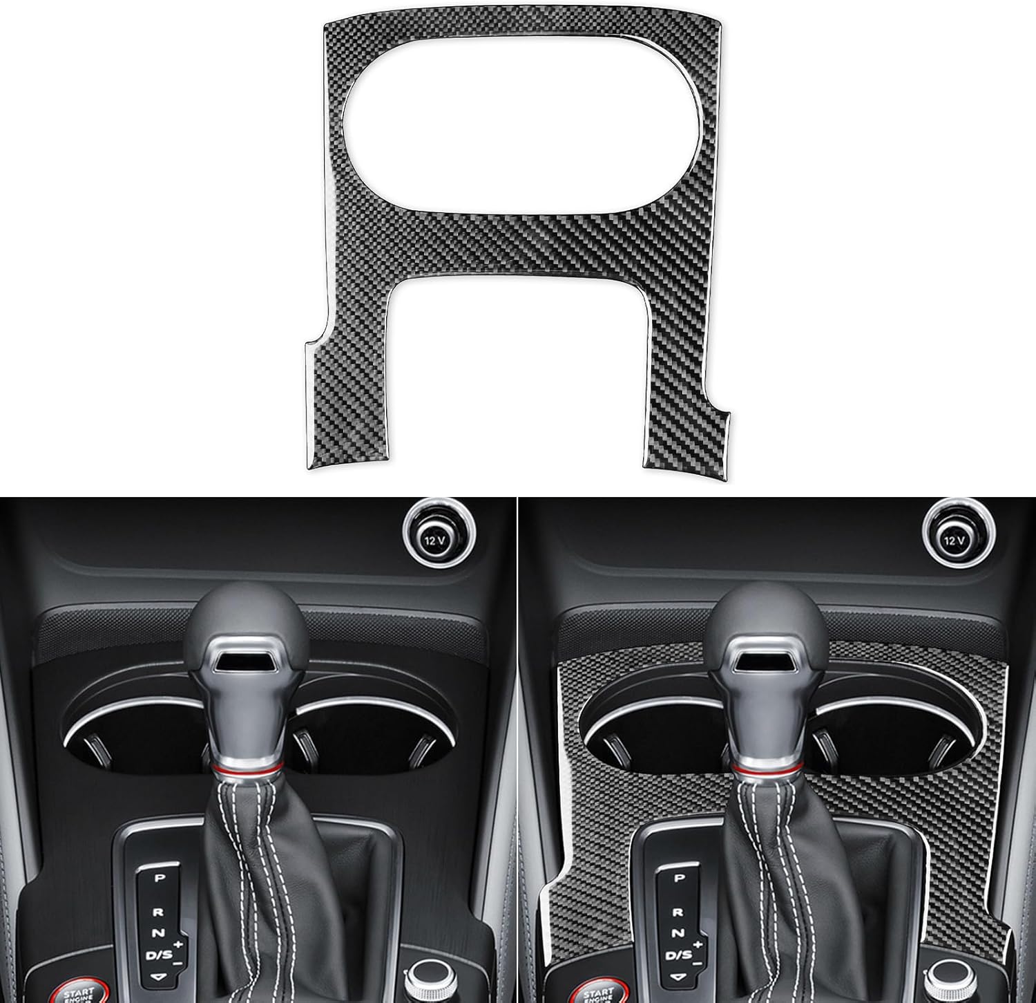 Real Carbon Fiber Car Center Console Gear Shift Trim Panel Frame Sticker Kit Cover Compatible with Audi A3 S3 RS3 8V 2013 2014 2015 2016 2017 2018 2019 Accessories