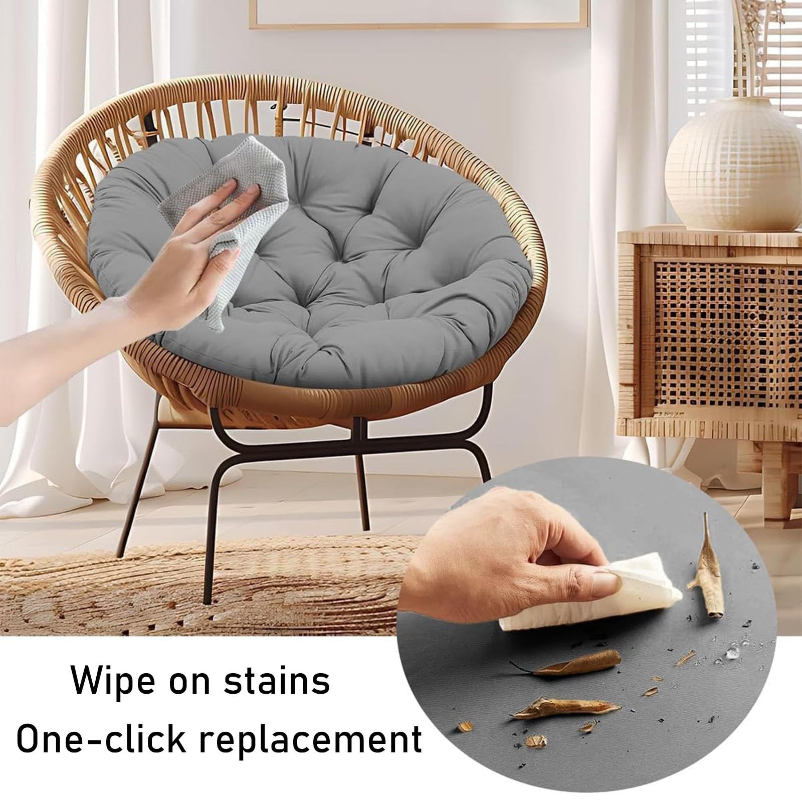 Okrągła poduszka na patio na zewnątrz 30 x 30 cm wiklinowa poduszka na krzesło, miękka, wygodna poduszka do siedzenia, na meble ogrodowe, krzesło huśtawkowe i stylowa
