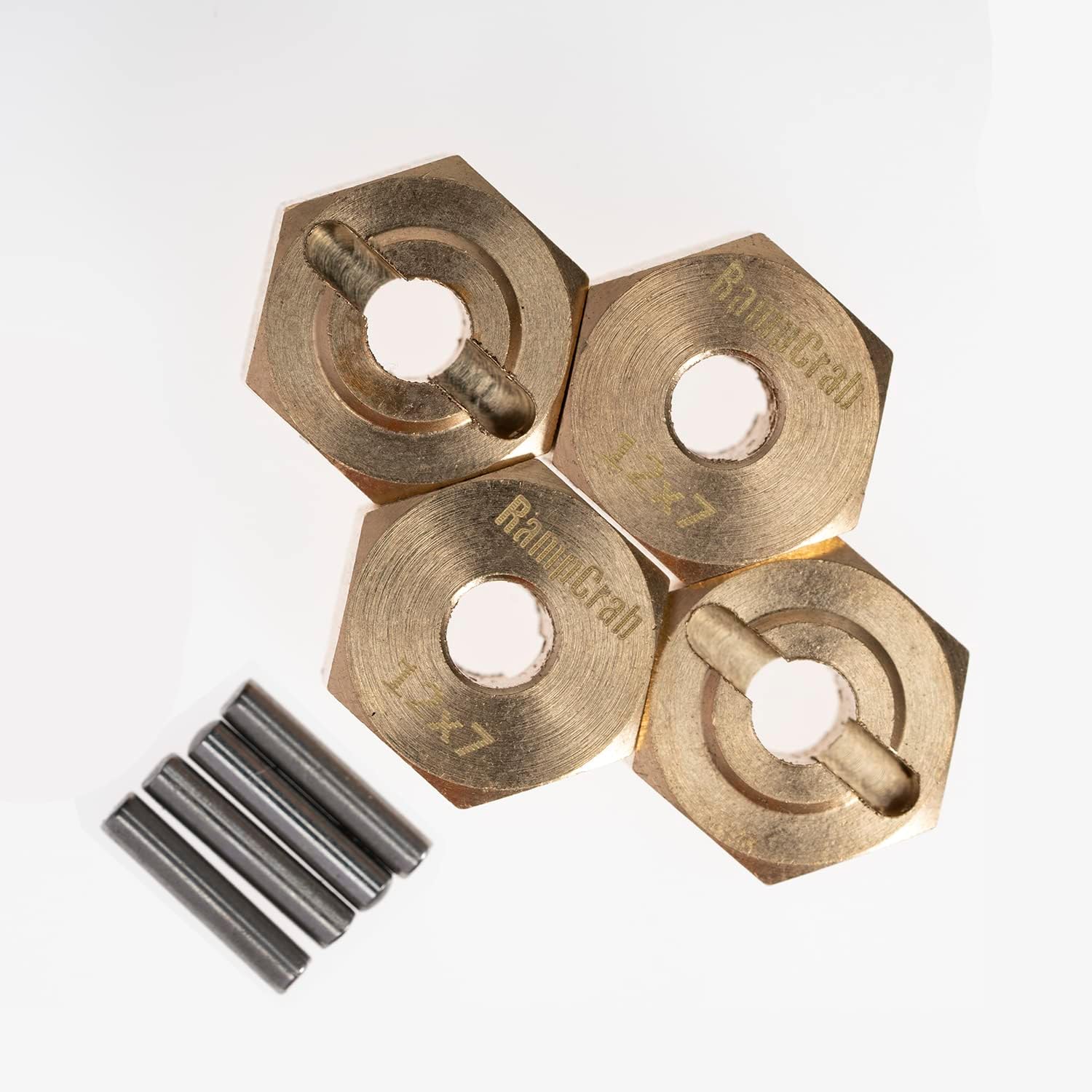 RampCrab Brass Heavier Combiner Wheel Hub Hex Adapter for 1/18 Axial UTB18 Capra 4WD