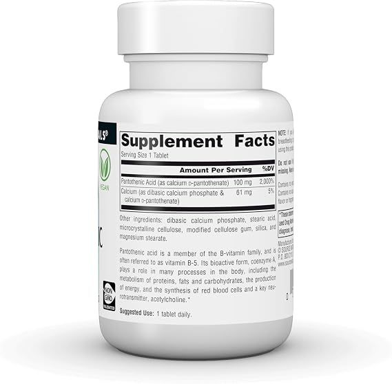 Source Naturals Pantothenic Acid, 100 mg -100 Vegan Tablets
