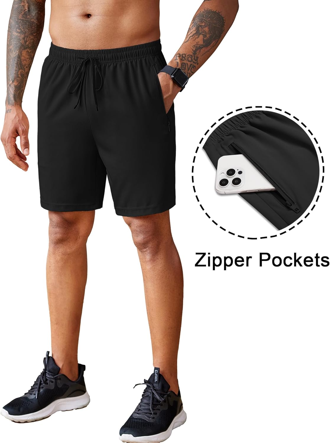 COOFANDY Men's 2 Pack Workout Gym Shorts 7 Inch / 5 Inch Athletic Shorts Lightweight Casual Jogger Short with Zipper Pockets - Image 2