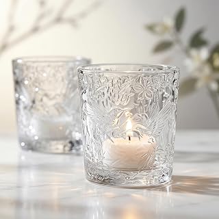 Clear Hummingbird Tealight Holders, 6 Pack | Patented Embossed Design, Elegant Candlelight Decor, For Tealights or Mini Candles, Multiple Color Options