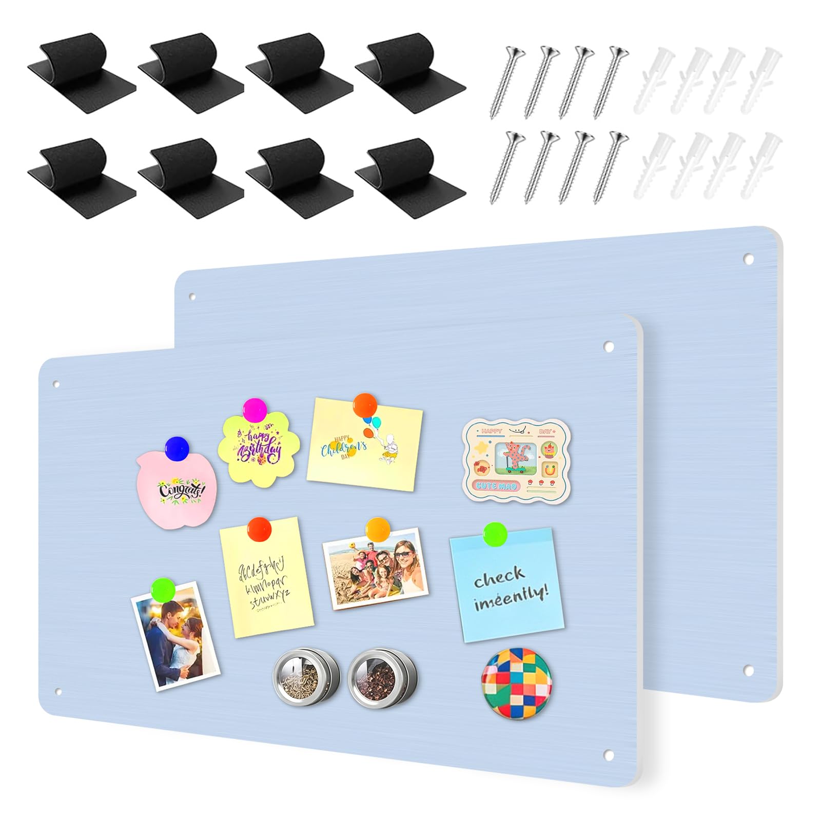 2 Stück Magnettafel 43 * 30cm, Pinnwand Magnetisch, Magnetwand Kinder, Metalltafel Magnetwand Kratzfest, Magnettafel Tafel für Küche, Büro, Kühlschrank (Blau)