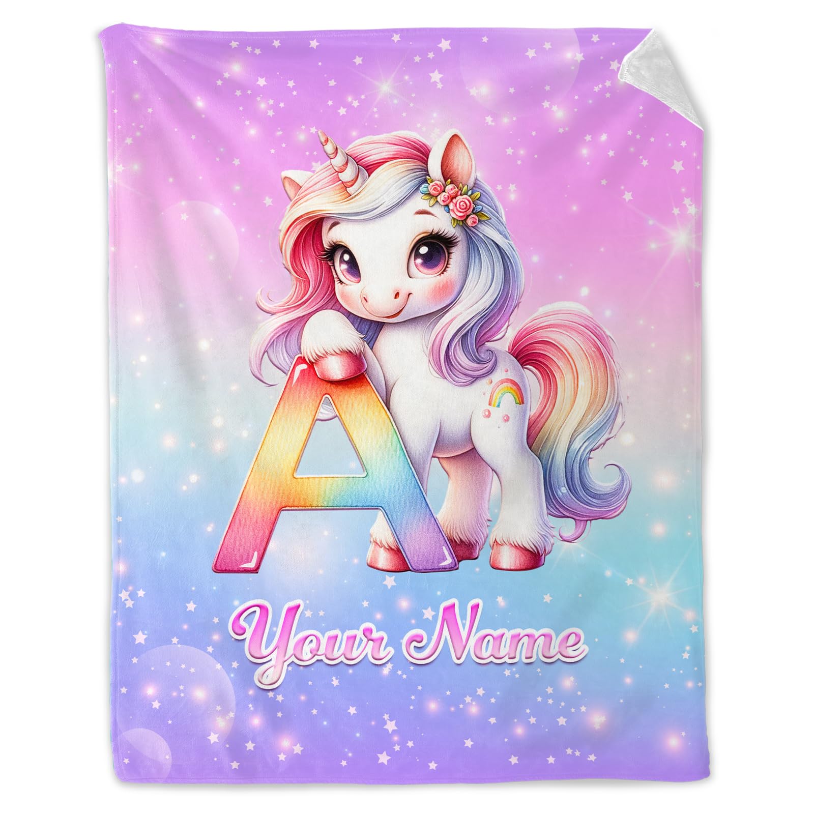 Personalized Unicorn Blanket for Girls 4-6 - 40" x50 Inches Unicorn Throw Blanket for Kids Teens - Colorful Soft Cozy Throws for Sofa, Bed & Crib