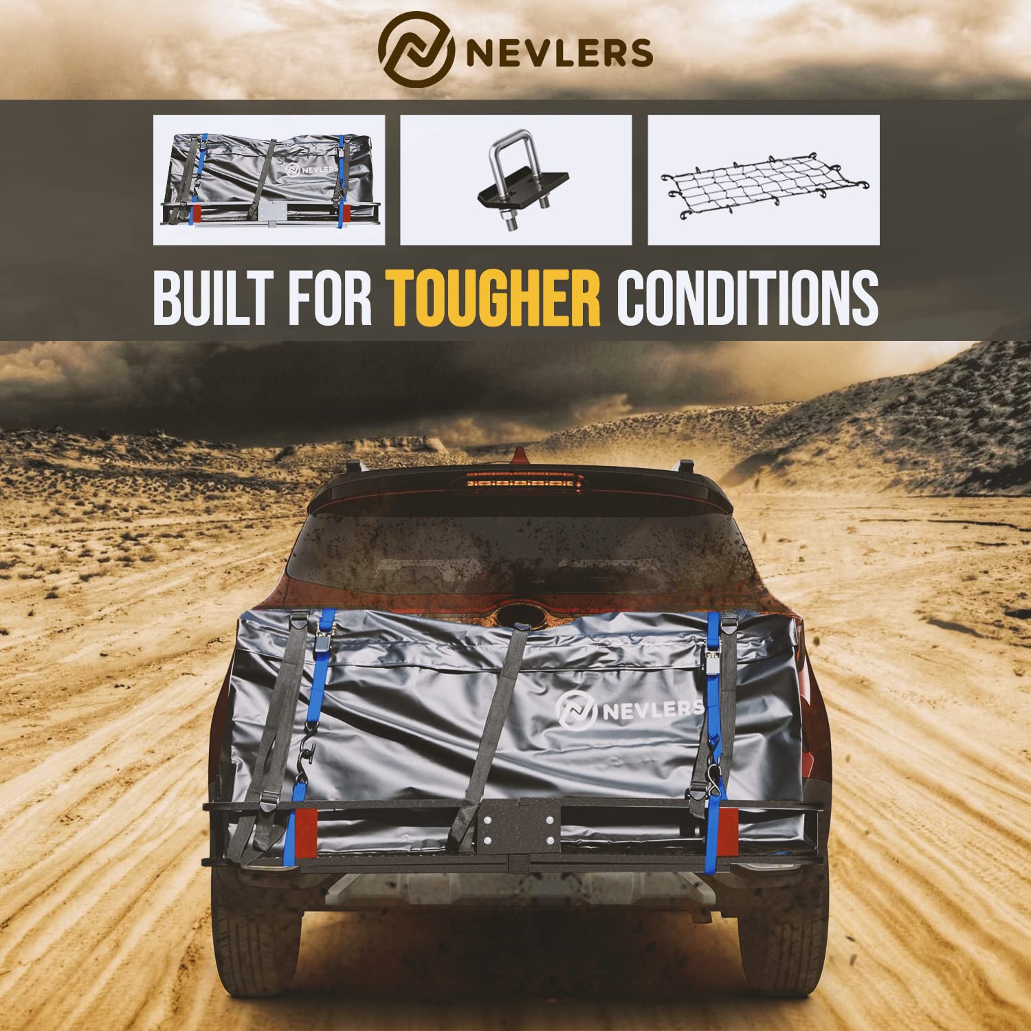 Nevlers 500LB Capacity 60x20x6 Trailer Hitch Cargo Carrier Hitch Rack Folding Cargo Carrier