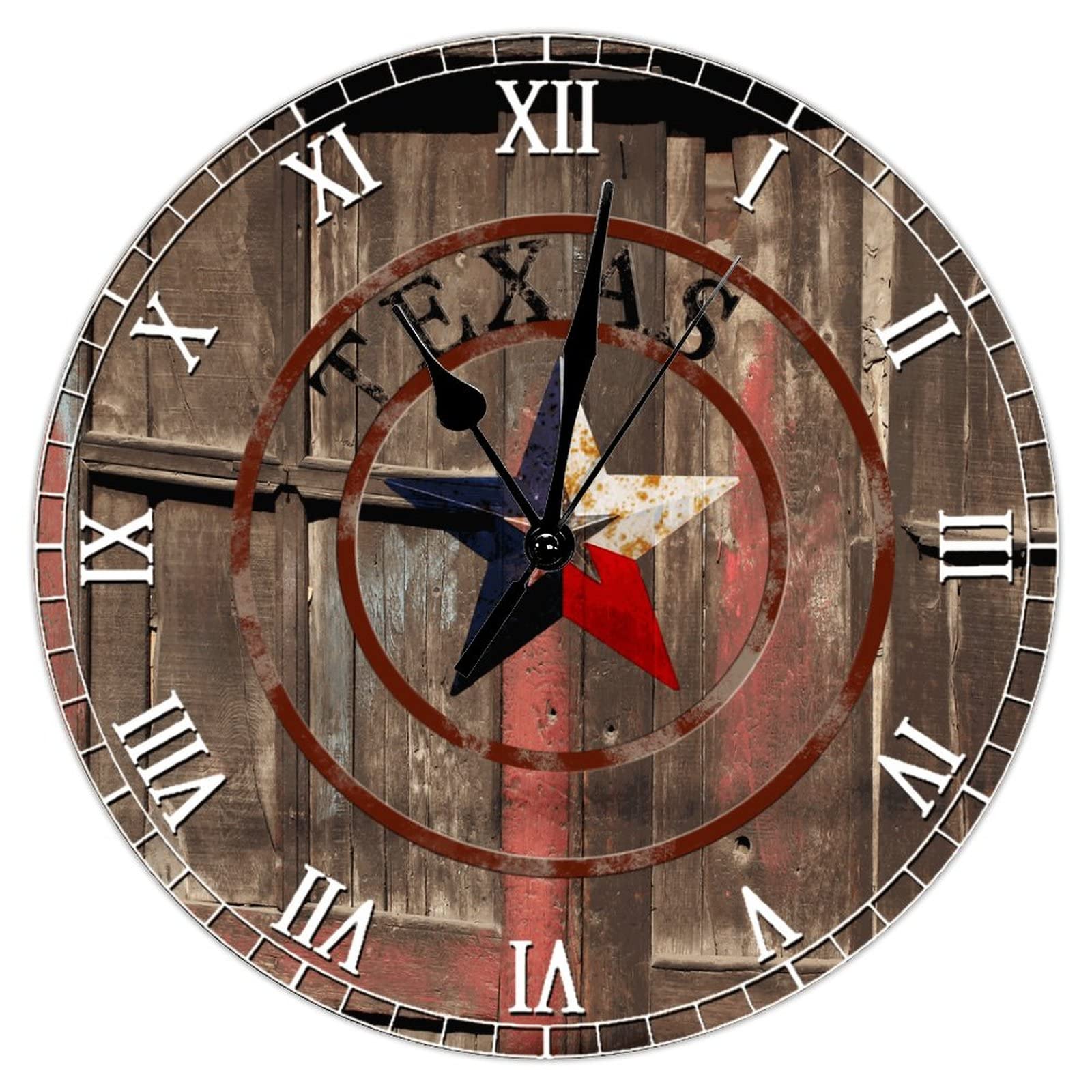 Horloge murale rustique ronde décorative 38cm, pendule à piles silencieuse salon