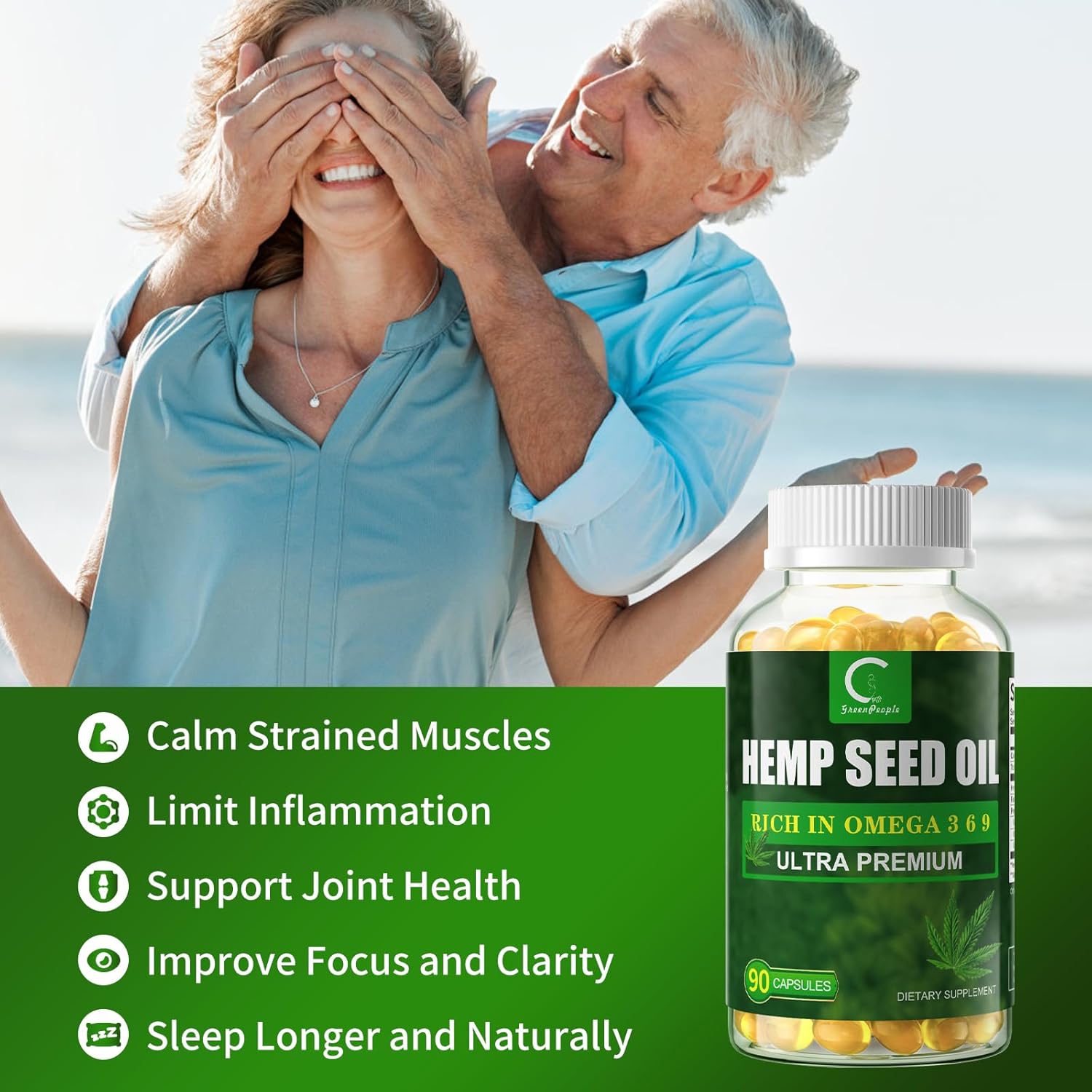 (2 Packs) Hemp Seed Oil Capsules with Flaxseed Oil - Rich in Omega 3 6 9 - Cold-Pressed Vegan Omega Supplement for Radiant Skin, Joint Comfort, Heart & Brain Health - Non-GMO, 180 Softgels