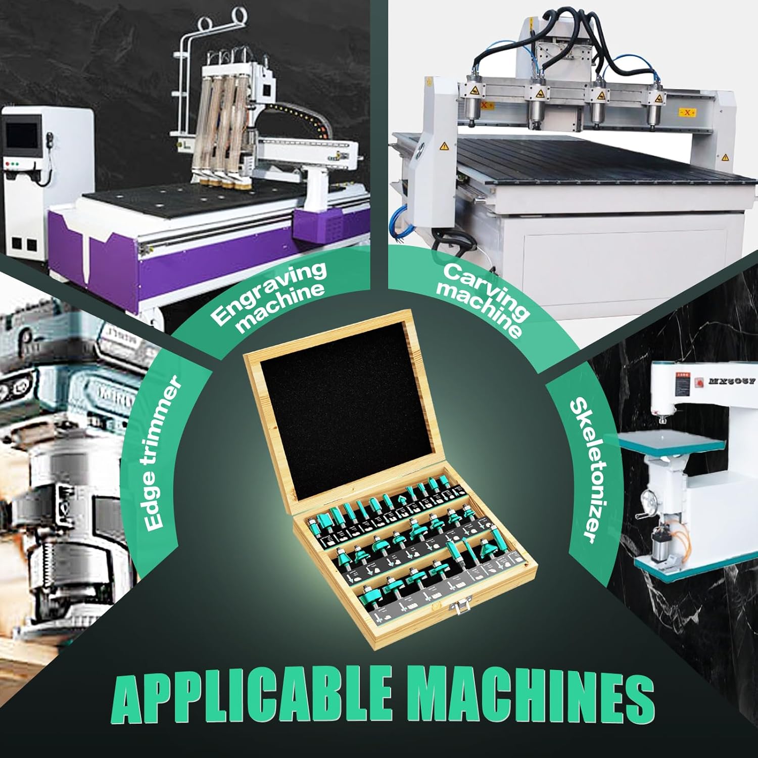 CSOOM 30PCS Router Bits Set, 1/2 Shank, with 2* Batch Head, Professional Wood Bits, Tungsten Carbide Milling Bits for Woodworking