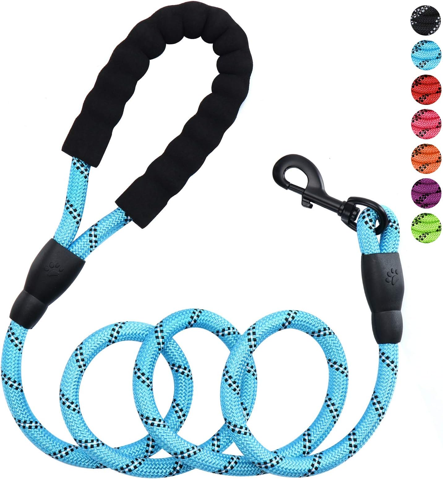 5ft 1/2in Blue Dog Leash for Large & Medium Dogs - Reflective Heavy Duty Rope Leash with Soft Padded Handle - 18-120 lbs