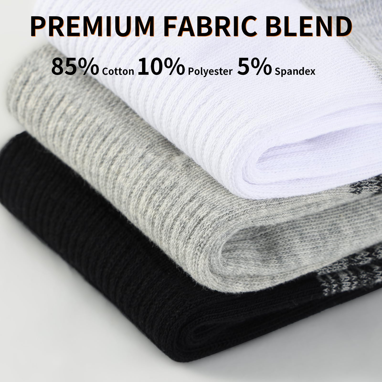 YOJOOM Lot de 5 paires de chaussettes de sport pour homme en coton respirant sans couture antidérapantes