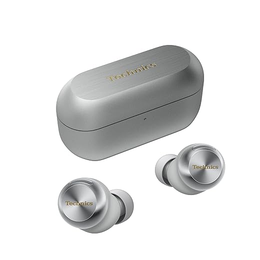 Technics EAH-AZ100E-S Wireless Noise Cancelling Earbuds, 10mm Magnetic Fluid Driver, Multipoint Bluetooth, Voice Focus AI, Comfortable In-Ear Headphones, Silver